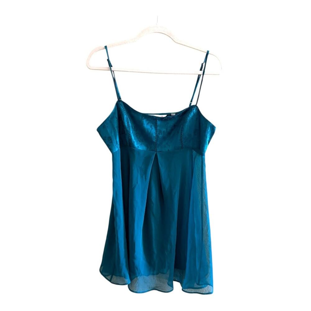 Vintage Victorias Secret Satin Teddy Slip in Emerald Green Size M